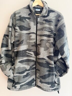 Columbia Gray Camo Full-Zip Fleece Jacket - unisex size L